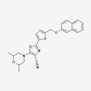 5-(2,6-Dimethylmorpholin-4-yl)-2-{5-[(naphthalen-2-yloxy)methyl]furan-2-yl}-1,3-oxazole-4-carbonitrile