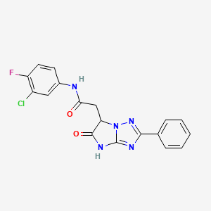 molecular formula C18H13ClFN5O2 B11296042 N-(3-chloro-4-fluorophenyl)-2-(5-oxo-2-phenyl-5,6-dihydro-4H-imidazo[1,2-b][1,2,4]triazol-6-yl)acetamide 