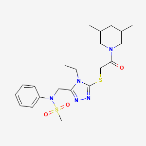 molecular formula C21H31N5O3S2 B11296043 N-[(5-{[2-(3,5-dimethylpiperidin-1-yl)-2-oxoethyl]sulfanyl}-4-ethyl-4H-1,2,4-triazol-3-yl)methyl]-N-phenylmethanesulfonamide 