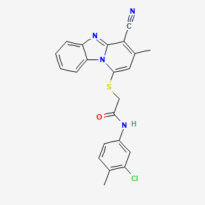 molecular formula C22H17ClN4OS B11296052 N-(3-chloro-4-methylphenyl)-2-[(4-cyano-3-methylpyrido[1,2-a]benzimidazol-1-yl)sulfanyl]acetamide 