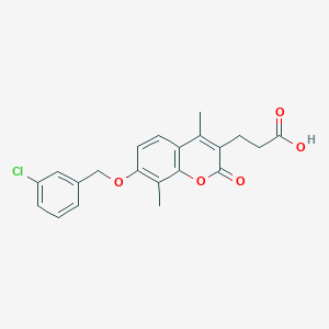 molecular formula C21H19ClO5 B11296072 3-{7-[(3-chlorobenzyl)oxy]-4,8-dimethyl-2-oxo-2H-chromen-3-yl}propanoic acid 