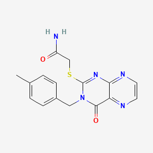 molecular formula C16H15N5O2S B11296075 2-({3-[(4-Methylphenyl)methyl]-4-oxo-3,4-dihydropteridin-2-yl}sulfanyl)acetamide 