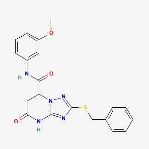 molecular formula C20H19N5O3S B11296090 2-(benzylsulfanyl)-N-(3-methoxyphenyl)-5-oxo-4,5,6,7-tetrahydro[1,2,4]triazolo[1,5-a]pyrimidine-7-carboxamide 