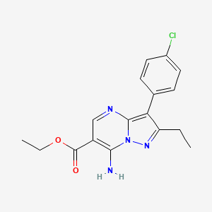 Ethyl 7-amino-3-(4-chlorophenyl)-2-ethylpyrazolo[1,5-a]pyrimidine-6-carboxylate