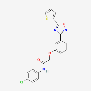 molecular formula C20H14ClN3O3S B11296119 N-(4-chlorophenyl)-2-{3-[5-(thiophen-2-yl)-1,2,4-oxadiazol-3-yl]phenoxy}acetamide 