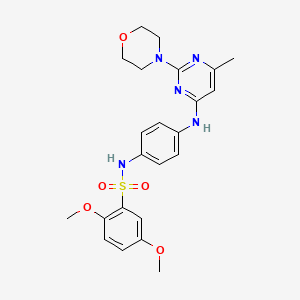 molecular formula C23H27N5O5S B11296126 2,5-dimethoxy-N-(4-((6-methyl-2-morpholinopyrimidin-4-yl)amino)phenyl)benzenesulfonamide 