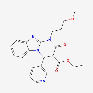 molecular formula C22H24N4O4 B11296145 Ethyl 1-(3-methoxypropyl)-2-oxo-4-(pyridin-3-yl)-1,2,3,4-tetrahydropyrimido[1,2-a]benzimidazole-3-carboxylate 