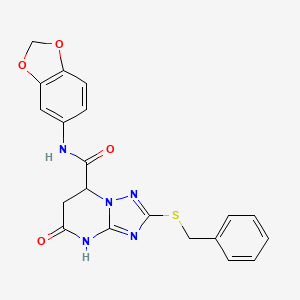 N-(1,3-benzodioxol-5-yl)-2-(benzylsulfanyl)-5-oxo-4,5,6,7-tetrahydro[1,2,4]triazolo[1,5-a]pyrimidine-7-carboxamide