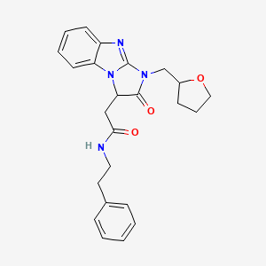 molecular formula C24H26N4O3 B11296167 2-[2-oxo-1-(tetrahydrofuran-2-ylmethyl)-2,3-dihydro-1H-imidazo[1,2-a]benzimidazol-3-yl]-N-(2-phenylethyl)acetamide 