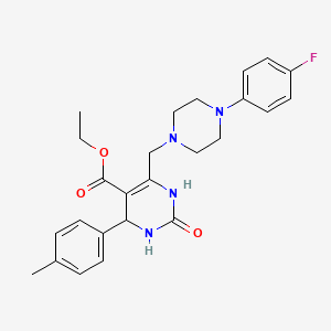 molecular formula C25H29FN4O3 B11296192 Ethyl 6-{[4-(4-fluorophenyl)piperazin-1-yl]methyl}-4-(4-methylphenyl)-2-oxo-1,2,3,4-tetrahydropyrimidine-5-carboxylate 