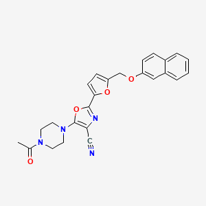 5-(4-Acetylpiperazin-1-yl)-2-{5-[(naphthalen-2-yloxy)methyl]furan-2-yl}-1,3-oxazole-4-carbonitrile