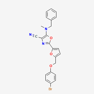 molecular formula C23H18BrN3O3 B11296264 5-[Benzyl(methyl)amino]-2-{5-[(4-bromophenoxy)methyl]furan-2-yl}-1,3-oxazole-4-carbonitrile 