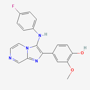 molecular formula C19H15FN4O2 B11296287 4-{3-[(4-Fluorophenyl)amino]imidazo[1,2-a]pyrazin-2-yl}-2-methoxyphenol 