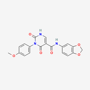 molecular formula C19H15N3O6 B11296310 N-(benzo[d][1,3]dioxol-5-yl)-3-(4-methoxyphenyl)-2,4-dioxo-1,2,3,4-tetrahydropyrimidine-5-carboxamide 