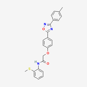 molecular formula C24H21N3O3S B11296317 2-{4-[3-(4-methylphenyl)-1,2,4-oxadiazol-5-yl]phenoxy}-N-[2-(methylsulfanyl)phenyl]acetamide 