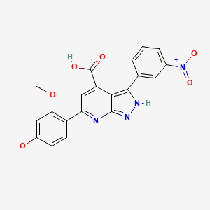 6-(2,4-dimethoxyphenyl)-3-(3-nitrophenyl)-1H-pyrazolo[3,4-b]pyridine-4-carboxylic acid