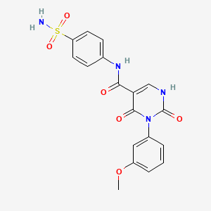 molecular formula C18H16N4O6S B11296388 3-(3-methoxyphenyl)-2,4-dioxo-N-(4-sulfamoylphenyl)-1,2,3,4-tetrahydropyrimidine-5-carboxamide 