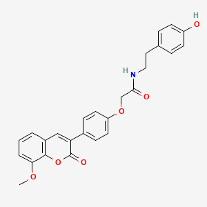 molecular formula C26H23NO6 B11296397 N-[2-(4-hydroxyphenyl)ethyl]-2-[4-(8-methoxy-2-oxo-2H-chromen-3-yl)phenoxy]acetamide 