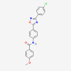 molecular formula C22H16ClN3O3 B11296405 N-{4-[3-(4-chlorophenyl)-1,2,4-oxadiazol-5-yl]phenyl}-4-methoxybenzamide 