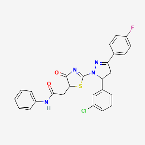 2-{2-[5-(3-chlorophenyl)-3-(4-fluorophenyl)-4,5-dihydro-1H-pyrazol-1-yl]-4-oxo-4,5-dihydro-1,3-thiazol-5-yl}-N-phenylacetamide