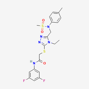 molecular formula C21H23F2N5O3S2 B11296452 N-(3,5-difluorophenyl)-2-[(4-ethyl-5-{[(4-methylphenyl)(methylsulfonyl)amino]methyl}-4H-1,2,4-triazol-3-yl)sulfanyl]acetamide 