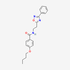 molecular formula C21H23N3O3 B11296496 4-butoxy-N-[2-(3-phenyl-1,2,4-oxadiazol-5-yl)ethyl]benzamide 