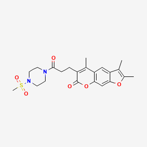 molecular formula C22H26N2O6S B11296504 2,3,5-trimethyl-6-{3-[4-(methylsulfonyl)piperazin-1-yl]-3-oxopropyl}-7H-furo[3,2-g]chromen-7-one 