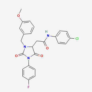 N-(4-chlorophenyl)-2-[1-(4-fluorophenyl)-3-(3-methoxybenzyl)-2,5-dioxoimidazolidin-4-yl]acetamide