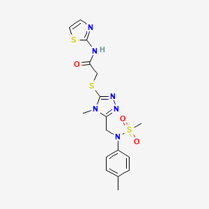 molecular formula C17H20N6O3S3 B11296535 2-[(4-methyl-5-{[(4-methylphenyl)(methylsulfonyl)amino]methyl}-4H-1,2,4-triazol-3-yl)sulfanyl]-N-(1,3-thiazol-2-yl)acetamide 