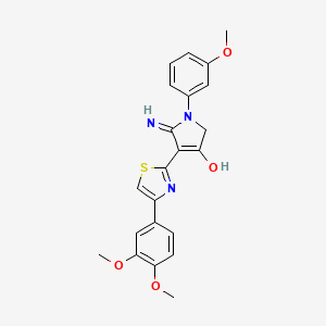 molecular formula C22H21N3O4S B11296554 5-amino-4-[4-(3,4-dimethoxyphenyl)-1,3-thiazol-2-yl]-1-(3-methoxyphenyl)-1,2-dihydro-3H-pyrrol-3-one 