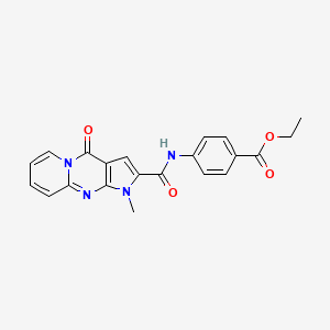 molecular formula C21H18N4O4 B11296556 Ethyl 4-(1-methyl-4-oxo-1,4-dihydropyrido[1,2-a]pyrrolo[2,3-d]pyrimidine-2-carboxamido)benzoate 