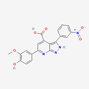 6-(4-Hydroxy-3-methoxyphenyl)-3-(3-nitrophenyl)-2H-pyrazolo[3,4-B]pyridine-4-carboxylic acid