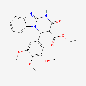 molecular formula C22H23N3O6 B11296600 Ethyl 2-oxo-4-(3,4,5-trimethoxyphenyl)-1,2,3,4-tetrahydropyrimido[1,2-a]benzimidazole-3-carboxylate 