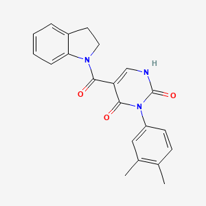 molecular formula C21H19N3O3 B11296693 3-(3,4-dimethylphenyl)-5-(indoline-1-carbonyl)pyrimidine-2,4(1H,3H)-dione 