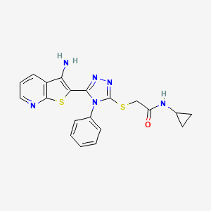 2-[(5-{3-Aminothieno[2,3-B]pyridin-2-YL}-4-phenyl-4H-1,2,4-triazol-3-YL)sulfanyl]-N-cyclopropylacetamide