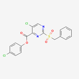 molecular formula C18H12Cl2N2O4S B11296771 4-Chlorophenyl 2-(benzylsulfonyl)-5-chloropyrimidine-4-carboxylate 