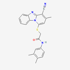 2-[(4-cyano-3-methylpyrido[1,2-a]benzimidazol-1-yl)sulfanyl]-N-(3,4-dimethylphenyl)acetamide