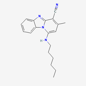 molecular formula C19H22N4 B11296810 1-(Hexylamino)-3-methylpyrido[1,2-a]benzimidazole-4-carbonitrile 