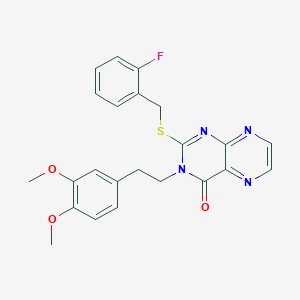 3-[2-(3,4-Dimethoxyphenyl)ethyl]-2-{[(2-fluorophenyl)methyl]sulfanyl}-3,4-dihydropteridin-4-one