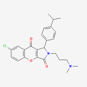 molecular formula C25H27ClN2O3 B11296876 7-Chloro-2-[3-(dimethylamino)propyl]-1-[4-(propan-2-yl)phenyl]-1,2-dihydrochromeno[2,3-c]pyrrole-3,9-dione 