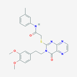 2-({3-[2-(3,4-dimethoxyphenyl)ethyl]-4-oxo-3,4-dihydropteridin-2-yl}sulfanyl)-N-(3-methylphenyl)acetamide