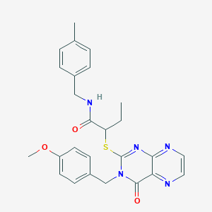 2-({3-[(4-methoxyphenyl)methyl]-4-oxo-3,4-dihydropteridin-2-yl}sulfanyl)-N-[(4-methylphenyl)methyl]butanamide