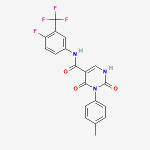 molecular formula C19H13F4N3O3 B11297051 N-[4-fluoro-3-(trifluoromethyl)phenyl]-3-(4-methylphenyl)-2,4-dioxo-1,2,3,4-tetrahydropyrimidine-5-carboxamide 