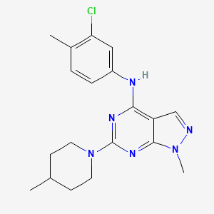 molecular formula C19H23ClN6 B11297086 N-(3-chloro-4-methylphenyl)-1-methyl-6-(4-methylpiperidin-1-yl)-1H-pyrazolo[3,4-d]pyrimidin-4-amine 