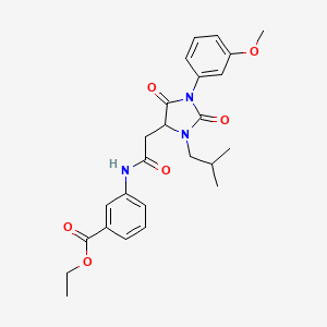 Ethyl 3-({[1-(3-methoxyphenyl)-3-(2-methylpropyl)-2,5-dioxoimidazolidin-4-yl]acetyl}amino)benzoate