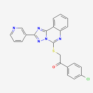 molecular formula C22H14ClN5OS B11297185 1-(4-Chlorophenyl)-2-[(2-pyridin-3-yl[1,2,4]triazolo[1,5-c]quinazolin-5-yl)thio]ethanone 