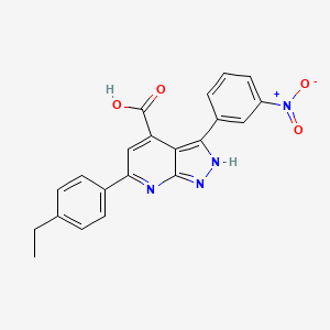 6-(4-ethylphenyl)-3-(3-nitrophenyl)-1H-pyrazolo[3,4-b]pyridine-4-carboxylic acid