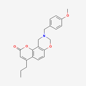 molecular formula C22H23NO4 B11297308 9-(4-methoxybenzyl)-4-propyl-9,10-dihydro-2H,8H-chromeno[8,7-e][1,3]oxazin-2-one 