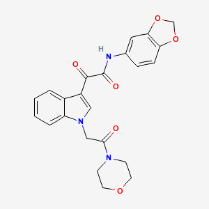 molecular formula C23H21N3O6 B11297323 N-(benzo[d][1,3]dioxol-5-yl)-2-(1-(2-morpholino-2-oxoethyl)-1H-indol-3-yl)-2-oxoacetamide 