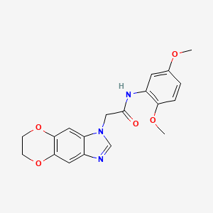 molecular formula C19H19N3O5 B11297337 2-(6,7-dihydro-1H-[1,4]dioxino[2,3-f]benzimidazol-1-yl)-N-(2,5-dimethoxyphenyl)acetamide 